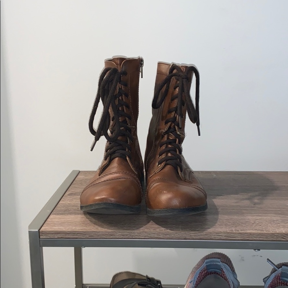 Brown combat boots